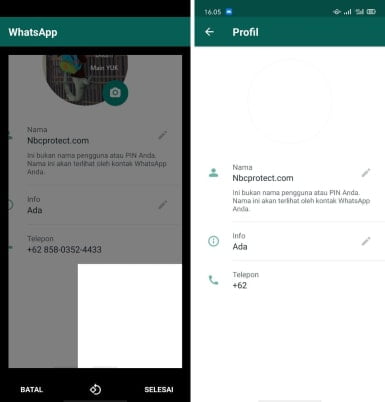 Screenshot Whatsapp putih untuk Profil Blank